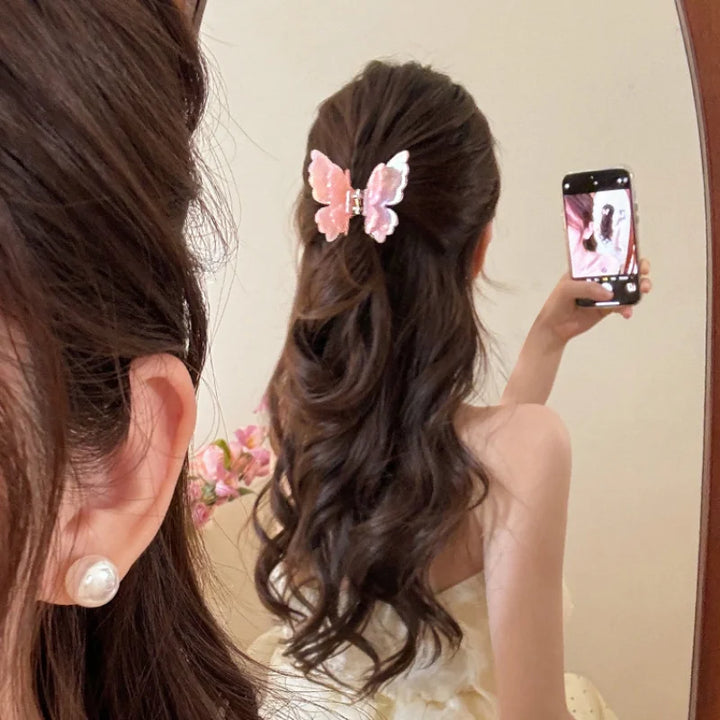 New Fairy Acetate Butterfly Claw Clip Female Elegant Colorful Bow Crab Shark Hair Clips Hairpins For Women Girl Hair Accessories