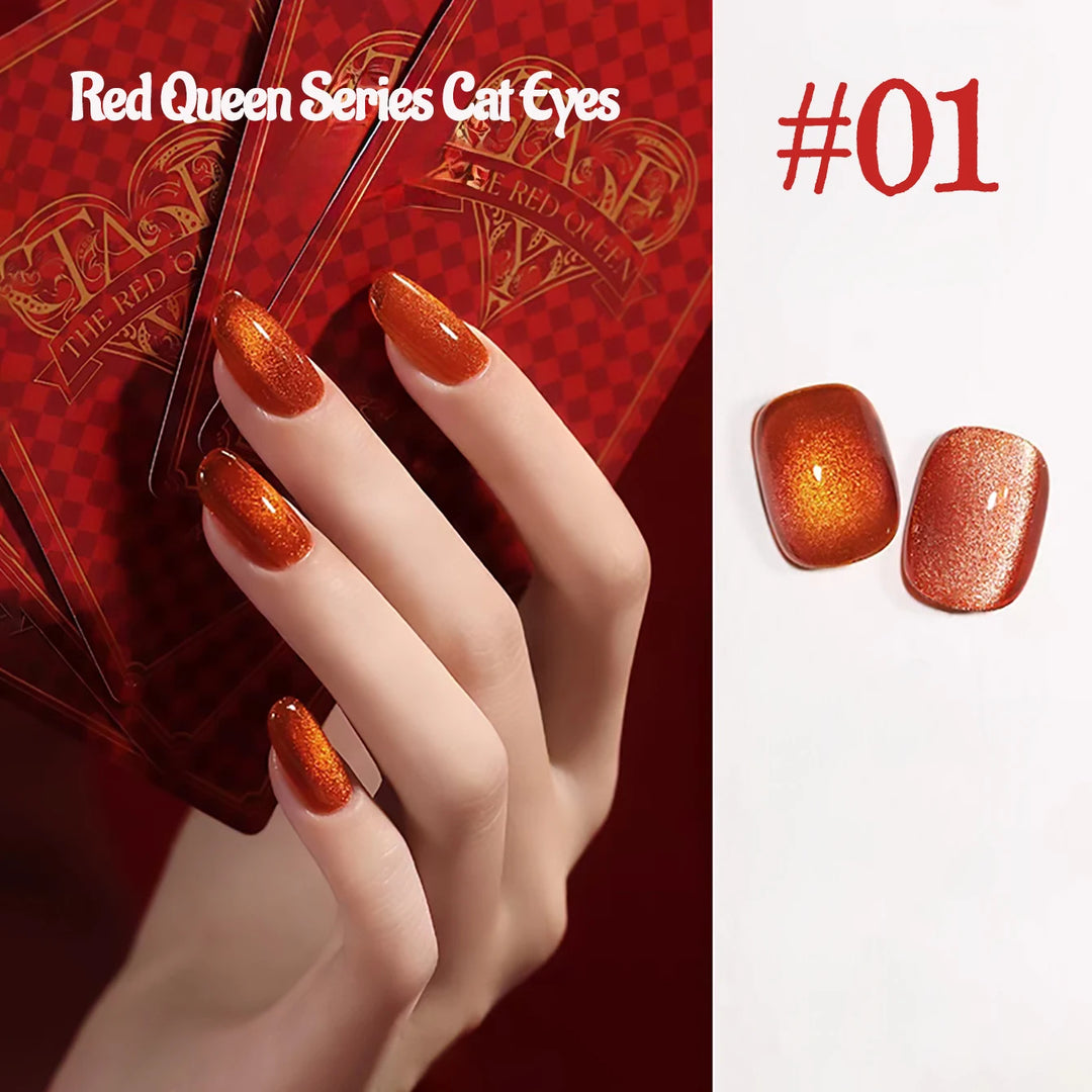 12ML 1-21PCS Autumn Nails Red through half the Sky Cat Eye Nail Glue Halloween New Whitening Glass Bead Cat Eye Nail Polish