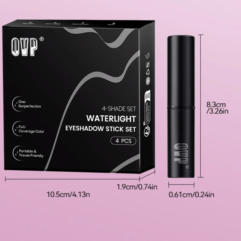 4-piece Water-glow Eyeshadow Stick Set, with Shimmering and Fine Glitter Effect, and Does Not Easily Smudge The Makeup.