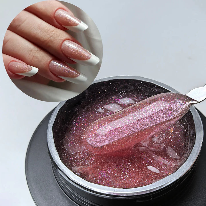 Jillnails 50g Self Leveling Medium Gel 50ml Milky Pink  White Gel Builder for Nails Extension Nail Building