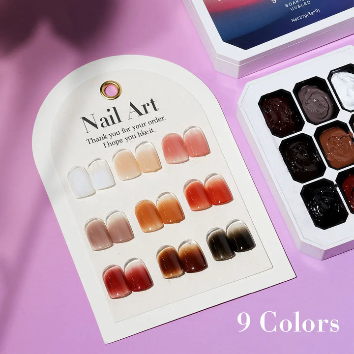 LIMEGIRL 9 Color Gradient Painting Gel Nail Art Gradient Color DIY Design Gel Quick Flower Paint Engraving Gel Nail Polish