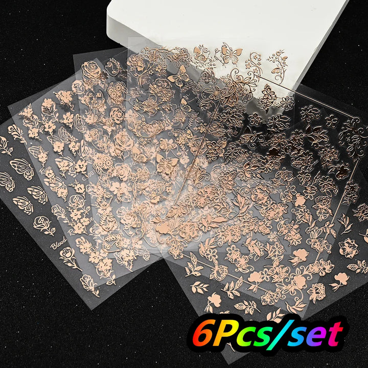 4/6Sheet/Kit Holographic Rainbow Love Heart Nail Sticker 3D Laser Heart Nail Decal Self-Adhesive Love Heart Manicure Slider &*&