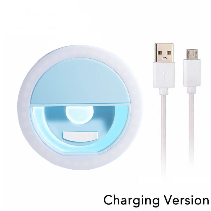 1pc USB Charge Cable LED Selfie Ring Light Adjustable Brightness Phone Camera Fill Light for iPhone Samsung Xiaomi Huawei