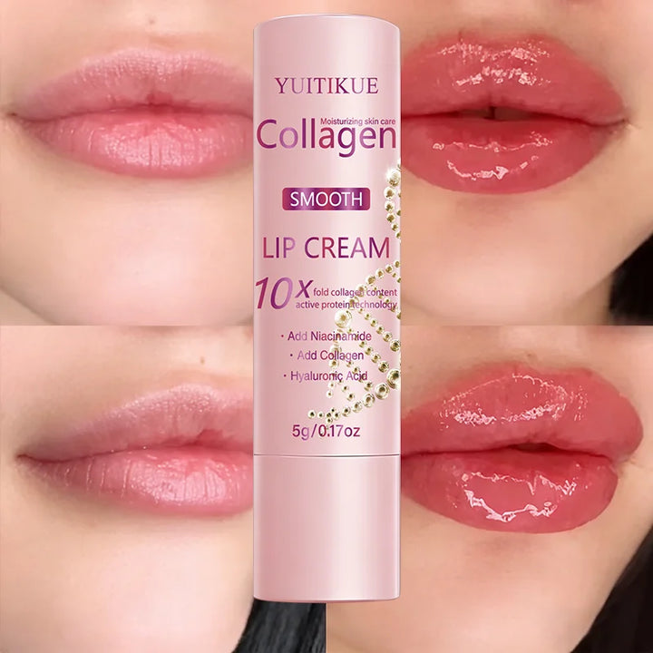 YUITIKUE 10X Collagen Lip Cream - Hyaluronic Acid & Niacinamide, Long-Lasting Hydration for Chapped Lips