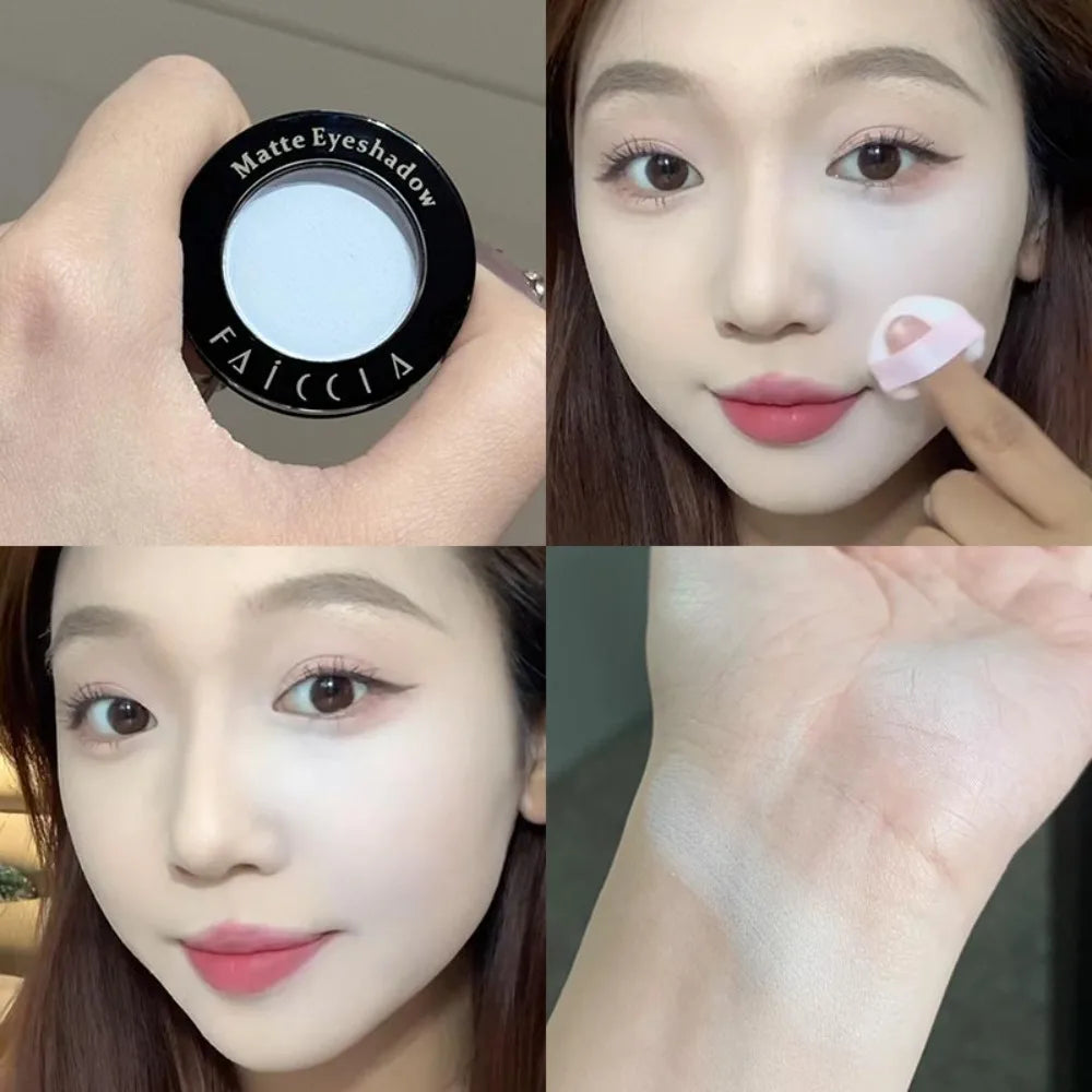 Eyeshadow Illuminator Matte White Highlighter Brighten Palette Lasting Shimmer Glitter Highly Pigmented Monochrome Eyes Makeup