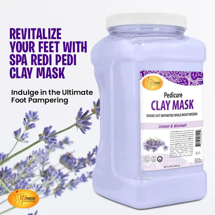 Lavender & Wildflower Clay Mask, 128 Oz - Deep Cleansing, Pore Purifying, Detoxifying & Hydrating for Feet & Body