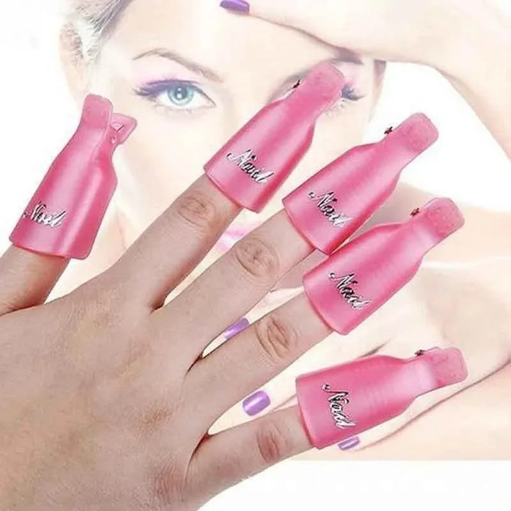 10pcs Nail Art Remover Clips Gel Polish Removal Caps Manicure Tool Set Replace Foil Wraps Professional Nail Removal Accessory