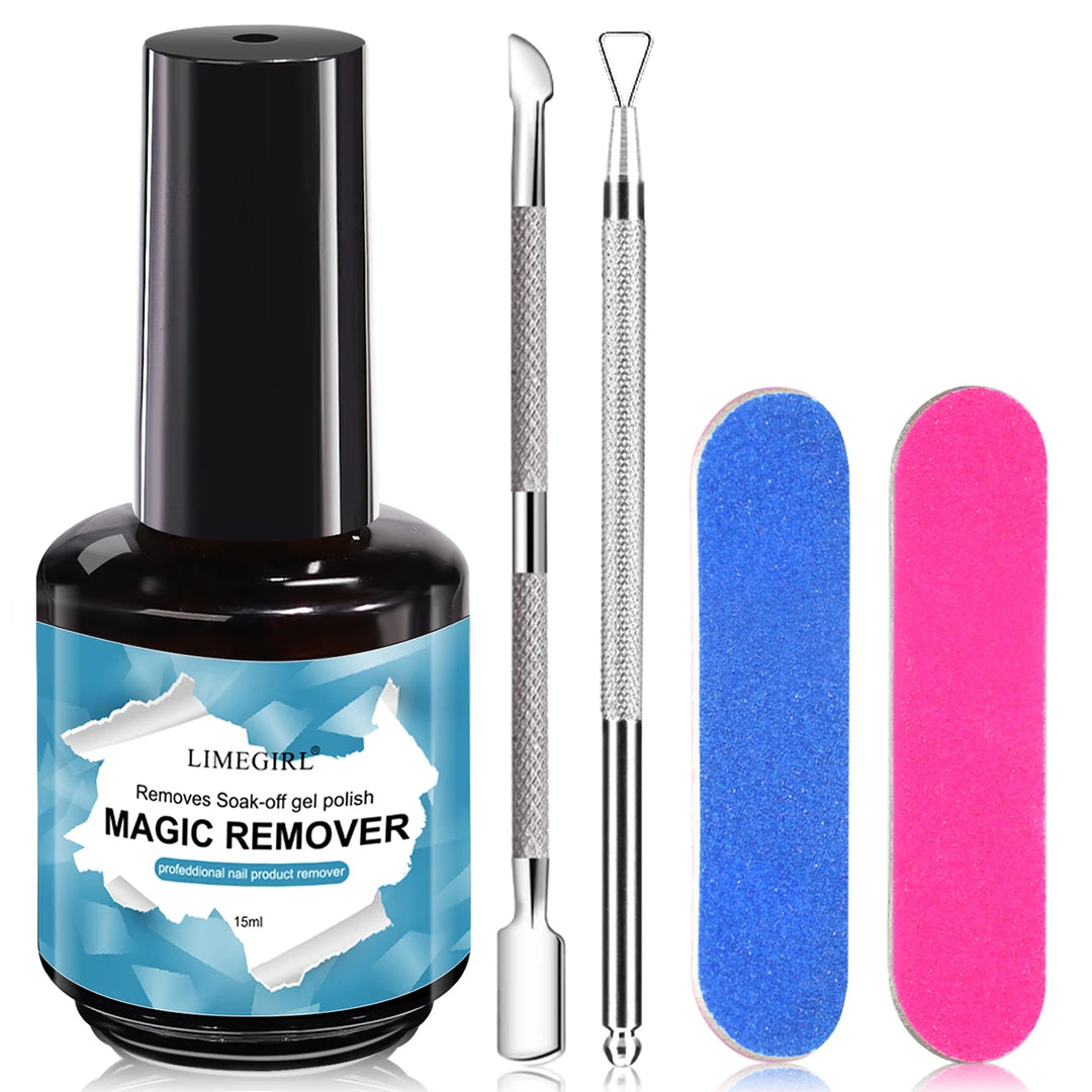 LIMEGIRL 15ml Magic Fast Nail Gel Polish Remover Kit for Nails UV Soak Off Semi Permanent Varnish Manicure Art Removal Tools