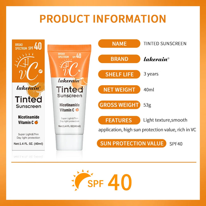 SPF40 Tinted Moisturizing VC Sunscreen Skin Protection Refreshing Makeup Sunscreen Cream UV Anti-aging Resistance Sunscreen