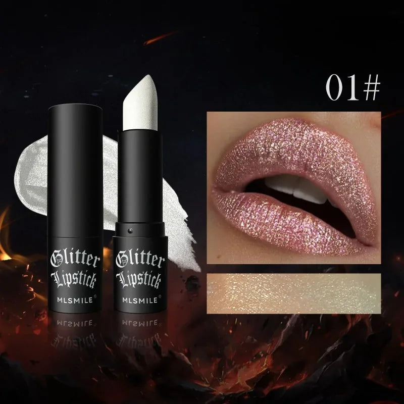 7 Colors Diamond Matte Lipstick Non-stick Cup Flash Lasting Pearlescent Metallic Lipstick Dark Black Lipgloss Women Lips Makeup