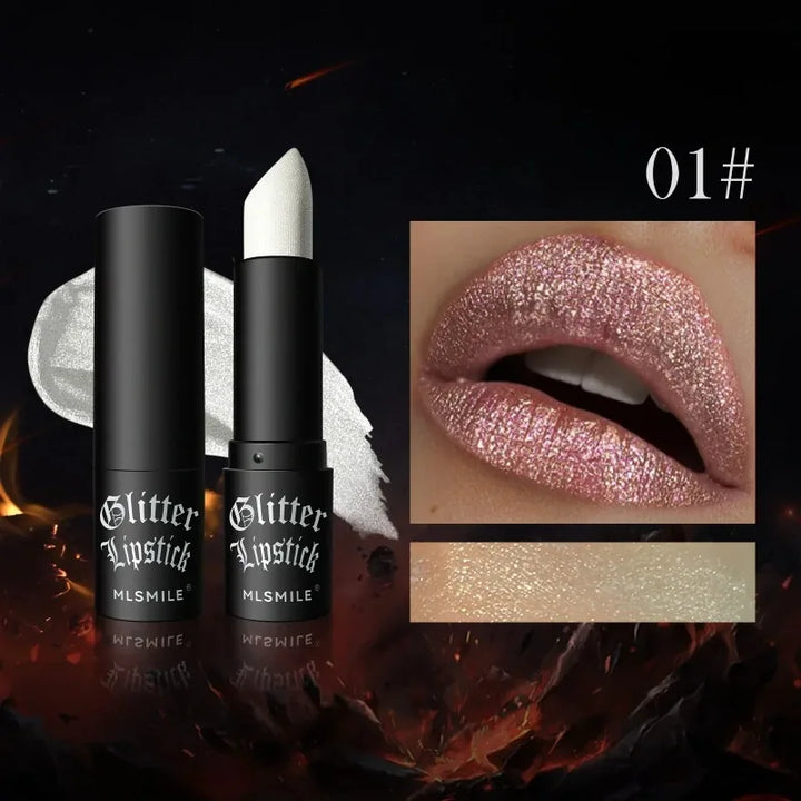 7 Colors Diamond Matte Lipstick Non-stick Cup Flash Lasting Pearlescent Metallic Lipstick Dark Black Lipgloss Women Lips Makeup