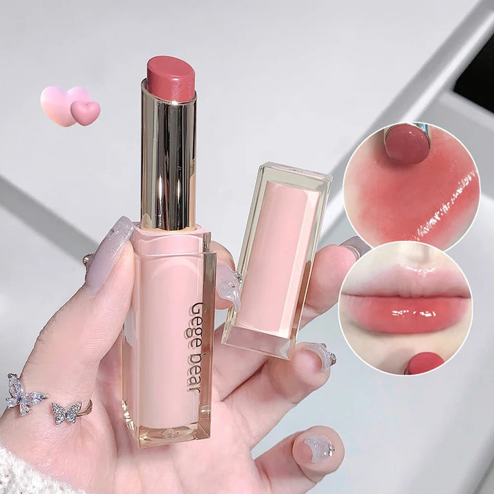 Silky Glossy Lipstick Gege Bear Pump Lips Moisture Water Bomb Comfortable Ultra Sheen Non-Stick Cup Lip Balm