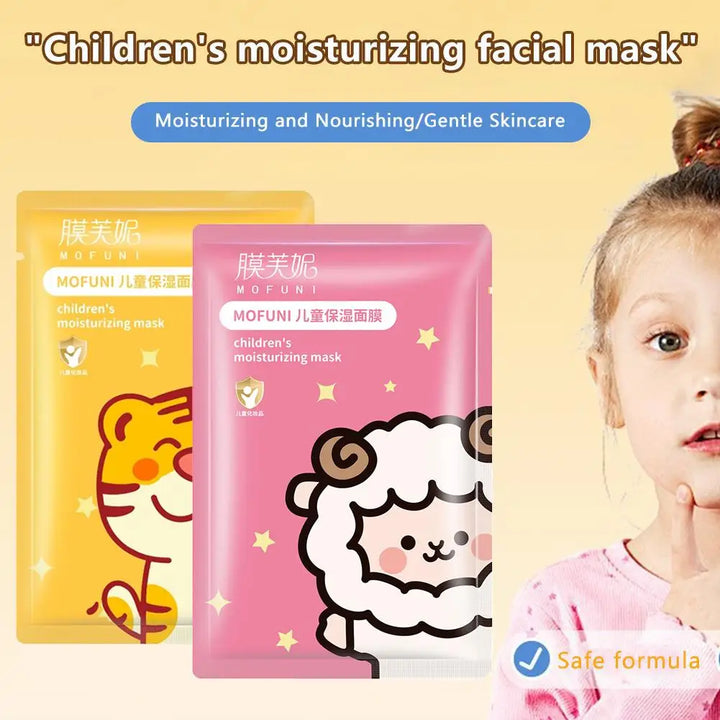 1/5pcs Cartoon Facial Mask For Children Deep Hydrating Sheet Mask Moisturizing Skincare Tiger Rabbit Face Mask Skin Care