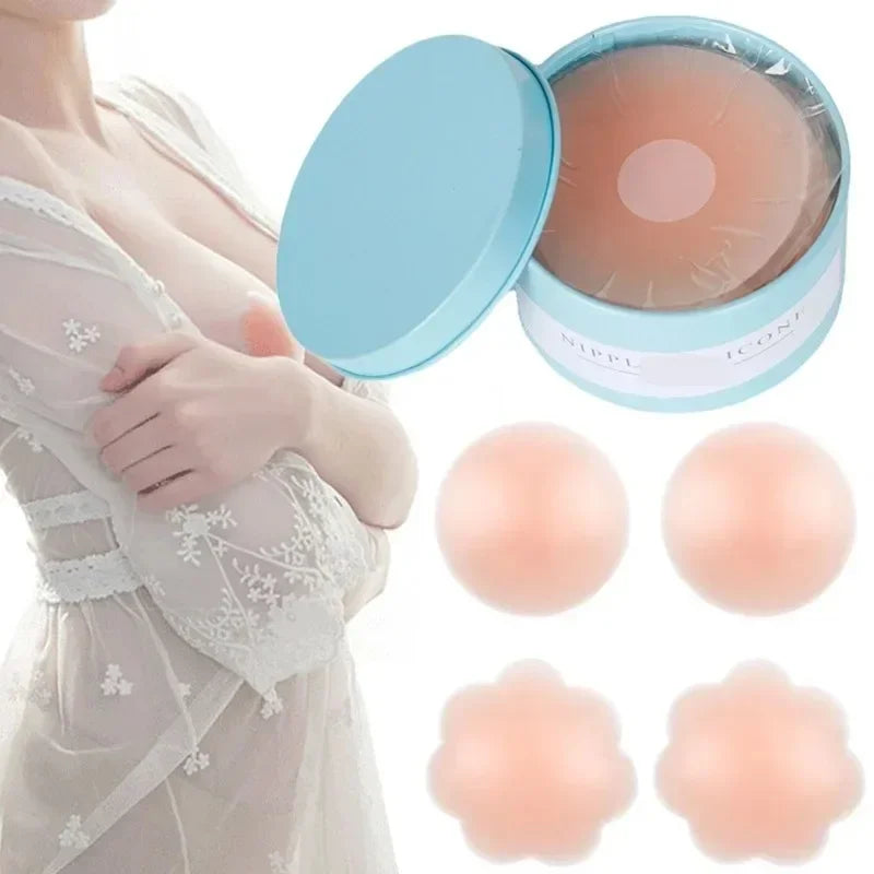 Round Ventilate Silicon Chest Cover Reusable Women Breast Petals Lift Nipple Cover Lift Tape Bra Pads Invisible Bra Chest Paste