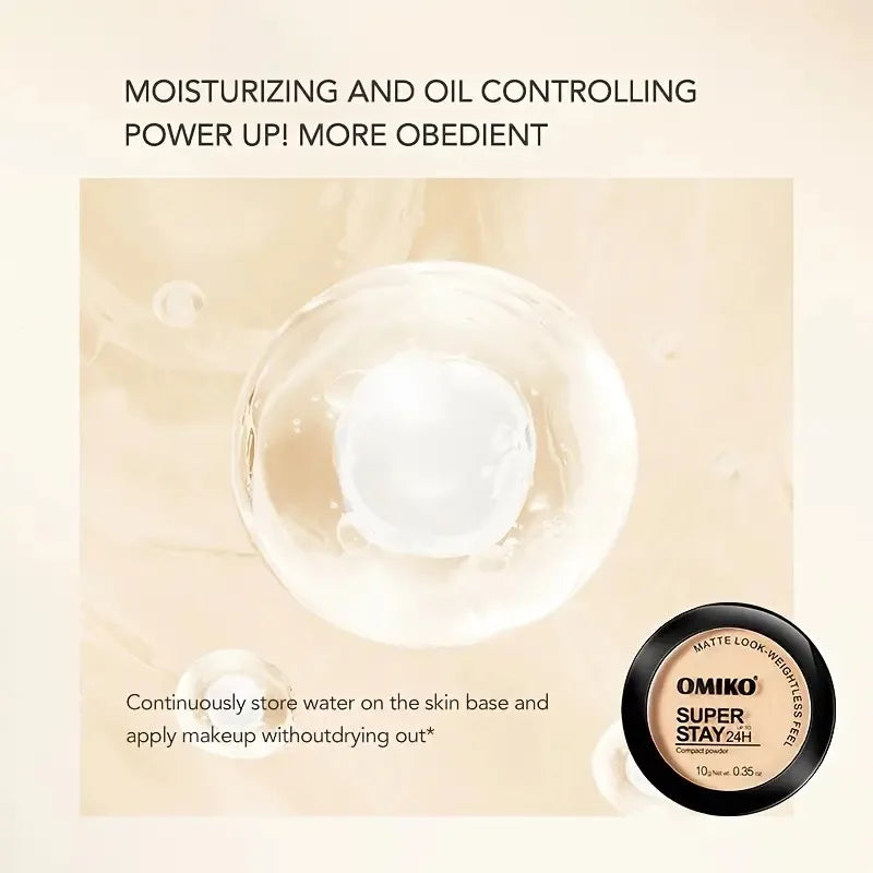 Pressed Powder Waterproof Long-lasting Full Coverage Face Compact Setting Powder Makeup Foundation Oil 3 Color Control Cosmetics