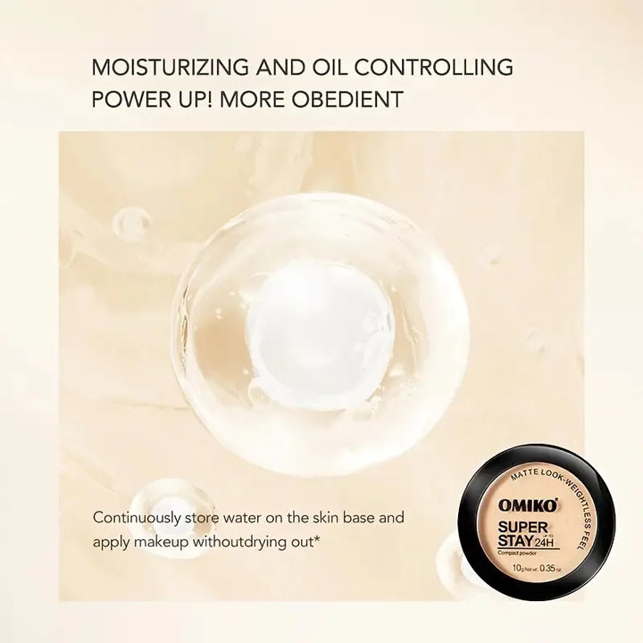 Pressed Powder Waterproof Long-lasting Full Coverage Face Compact Setting Powder Makeup Foundation Oil 3 Color Control Cosmetics