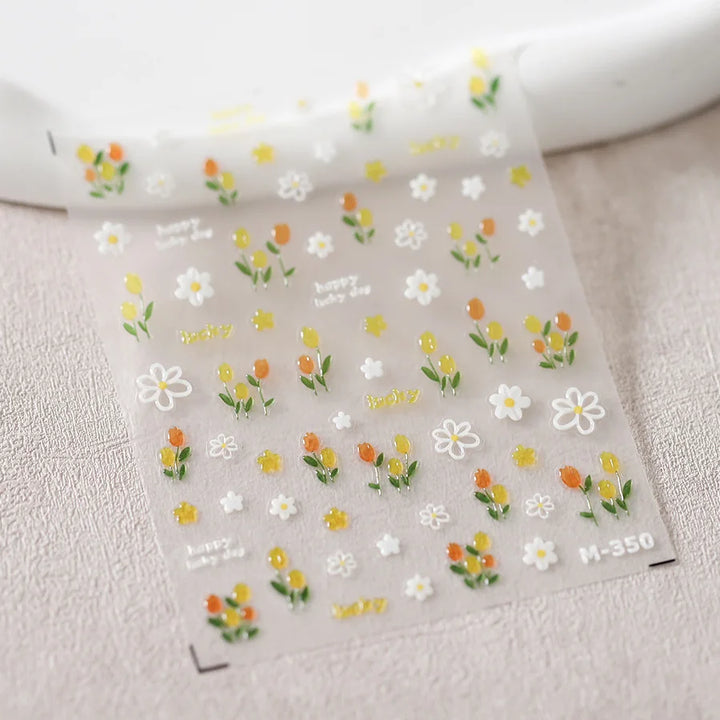 1pcs Dream Flower Window Shell Light Nail Art Stickers Japanese Flower Self Adhesive Stickers Press On Nails Decoration Decals