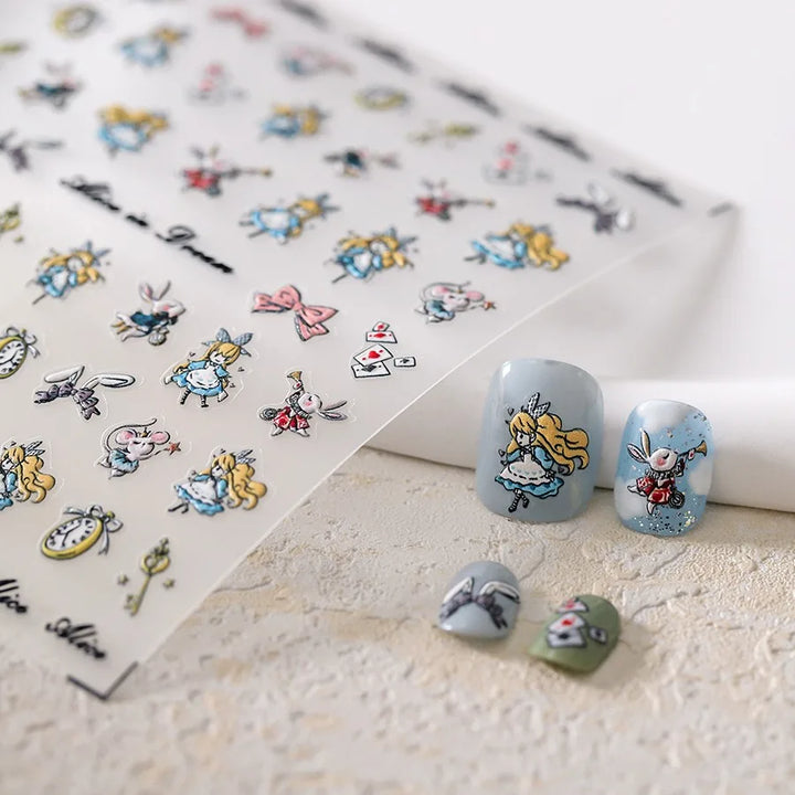 Disney Princess Cartoon 5D Nail Stickers Nail Art Decoration Frozen Snow White Nail Art Stickers Nail Supplies