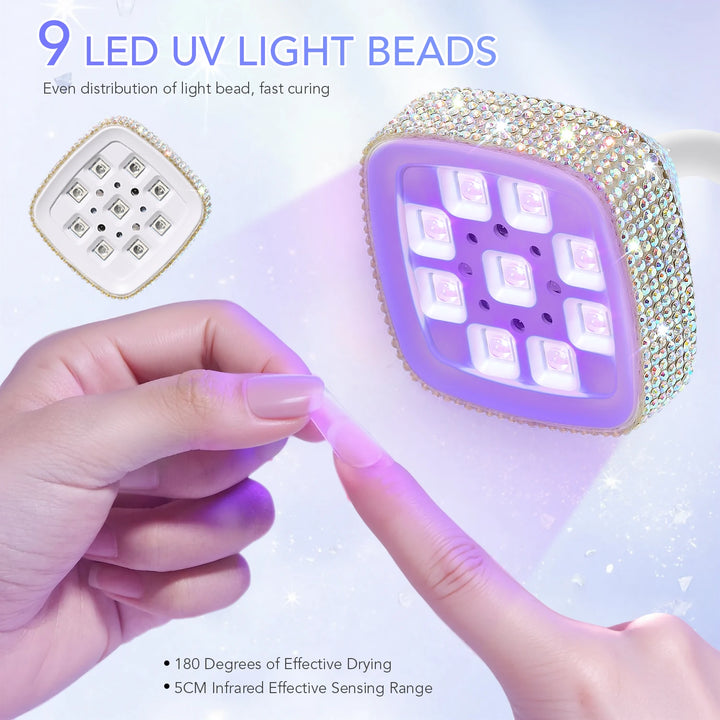 Wireless Nail Lamp LED UV Nail Dryer Rechargeable With Auto Sensor Touch Control Fast Drying Nail Light 360° Bendable Table Lamp