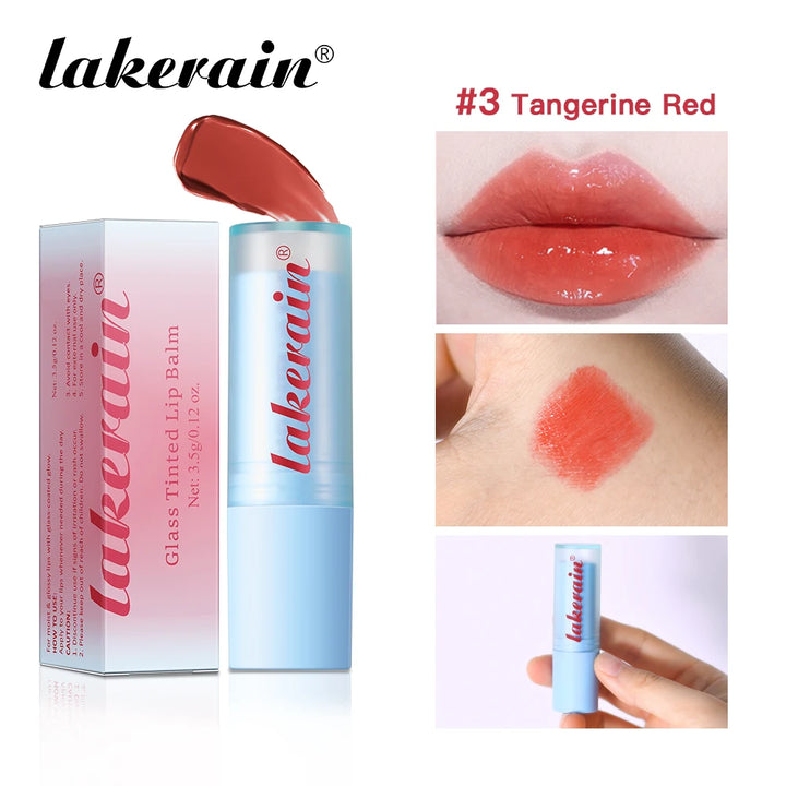 Glass Tinted Lip Balm Light Cherry Red Orange Glow Moisturizing Vegetarian Lip Balm With Bright Clear Color Korea Lip Cosmetics