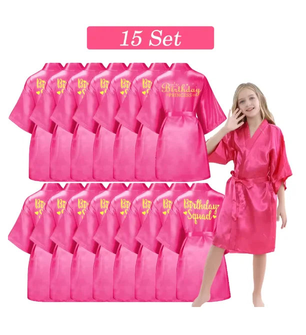 6-15 Set Spa Robes for Girls Spa Party Birthday Squad Robe Kids Satin Bathrobe Princess Kimono Girl Sleepover Party Favors