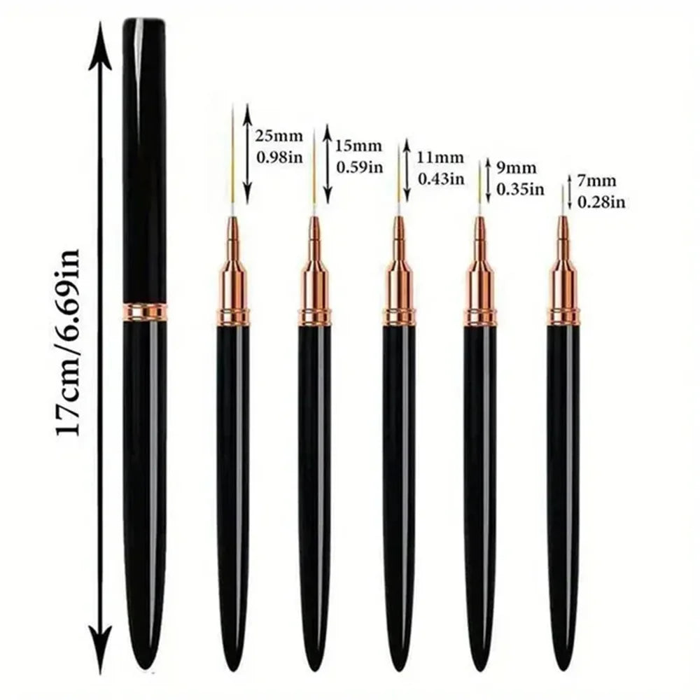 LINMANDA Nail Art Liner Brushes Long Lines Liner Brush UV Gel Polish Painting Nail Design Brush Metal Handle Nail Drawing Pens