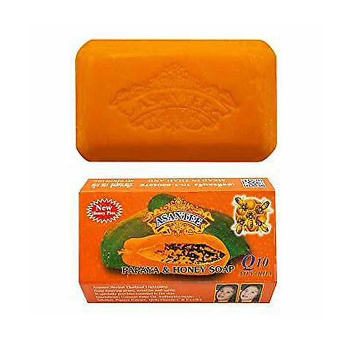 Thailand ASANTEE Papaya Honey Herb Soap Whitening Handmade Soap Lightening Skin Moisturizing Cleansing Anti-aging (1 piece)