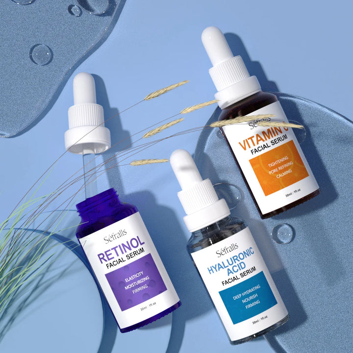Séfralls Hyaluronic Acid VC  Essence Set 30ml*3pcs With Vitamin-C Vitamin-A and Hyaluronic Acid Serum For Glistening, Firming Hy