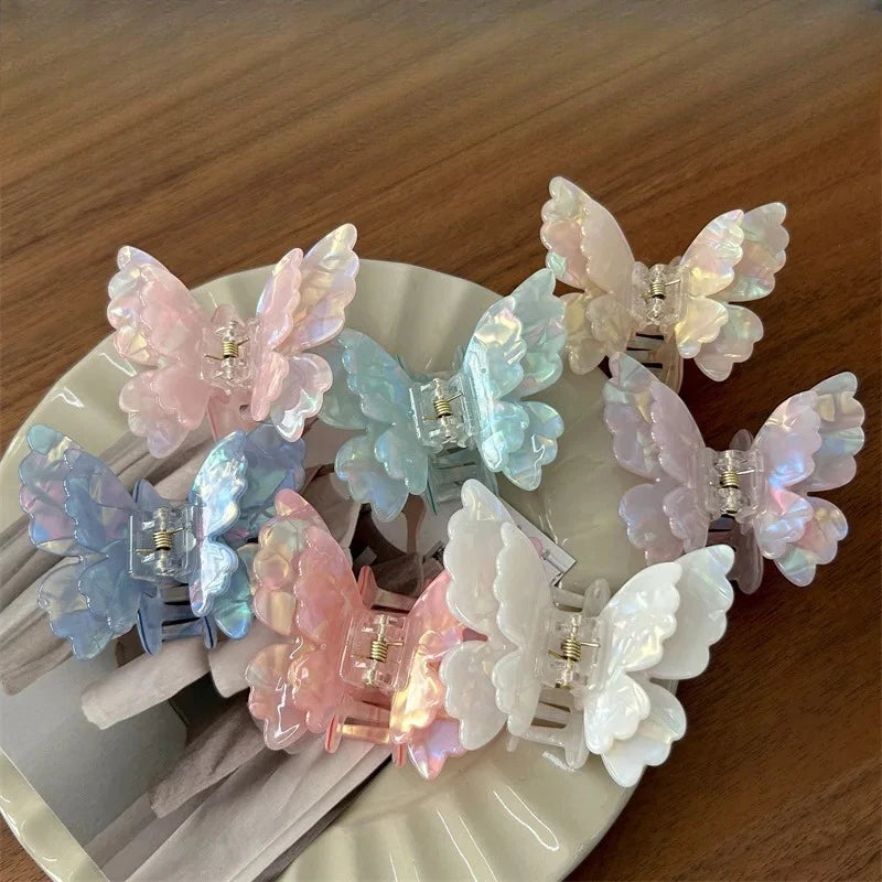Fairy Butterfly Hair Claw Acetate Crab Hair Clip Summer Sweet Princess Shark Clip Coiled Hairpins Hairs Accessories French Retro