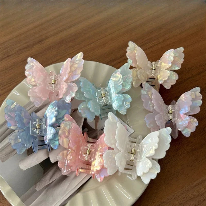 Fairy Butterfly Hair Claw Acetate Crab Hair Clip Summer Sweet Princess Shark Clip Coiled Hairpins Hairs Accessories French Retro