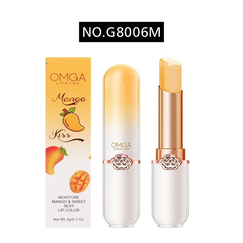 OMGA Color-Changing Lip Balm Jelly Lipstick Moisturizing Waterproof Hydrating Temperature-Sensitive Peach Flavor,Smooth Lips