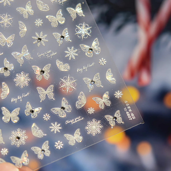 5D Butterfly Nail Stickers Sparkling Jelly Butterfly Nail Art Sticker Decorations Decals DIY Self Adhesive Slider Manicure Parts