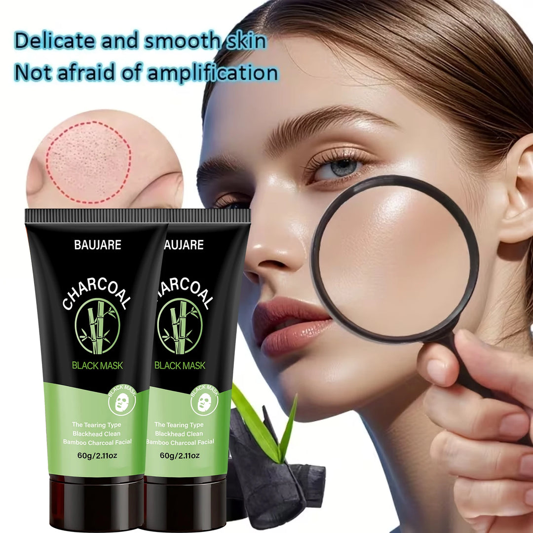 Charcoal Black Mask (Tearing Type): Bamboo Charcoal, Cleans Blackheads/Pores, Leaves Skin Smooth & Delicate