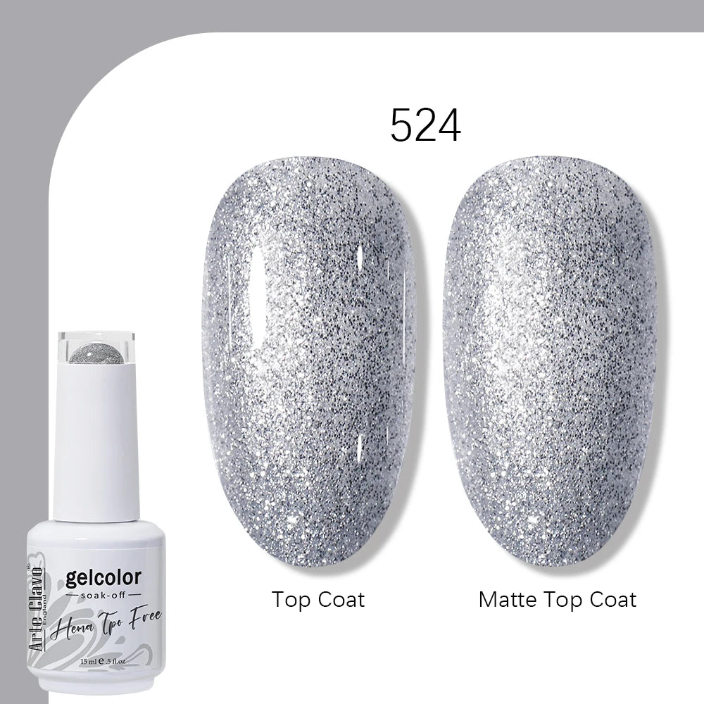 Arte Clavo Solid Color Gel Nail Polish 15ml Soak Off UV LED Gel Semi-Permanent Glitter Polish For Manicure Nail Art Salon Gel