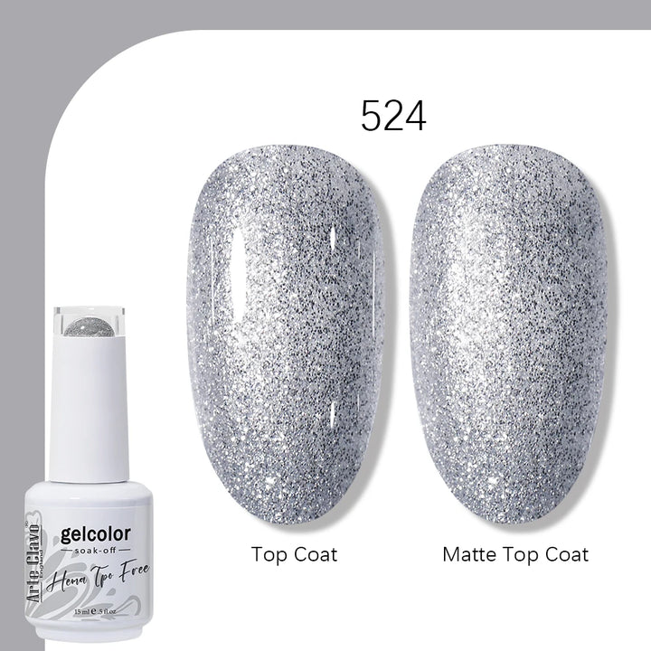 Arte Clavo Solid Color Gel Nail Polish 15ml Soak Off UV LED Gel Semi-Permanent Glitter Polish For Manicure Nail Art Salon Gel