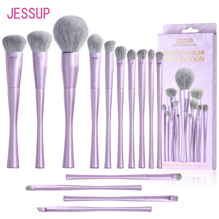 Jessup Makeup Brushes Set Professional 3/5/6/14pcs Vegan MakeUp Brush,Foundation Eyeshadow Contour Powder,Luxury Purple T512