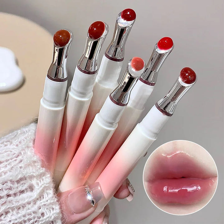Kakashow Mirror Watery Lip Gloss Iron Brush Head Jelly Lipgloss Moisturizing Lip Tint Lipstick Nature Nude Lips Makeup Cosmetics