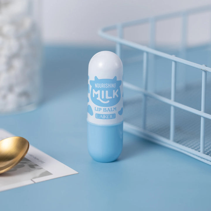 LAIKOU Milk Nourishing Lip Balm 3.5g Shea Butter Jojoba Oil Long-lasting Moisturizing Lip Care