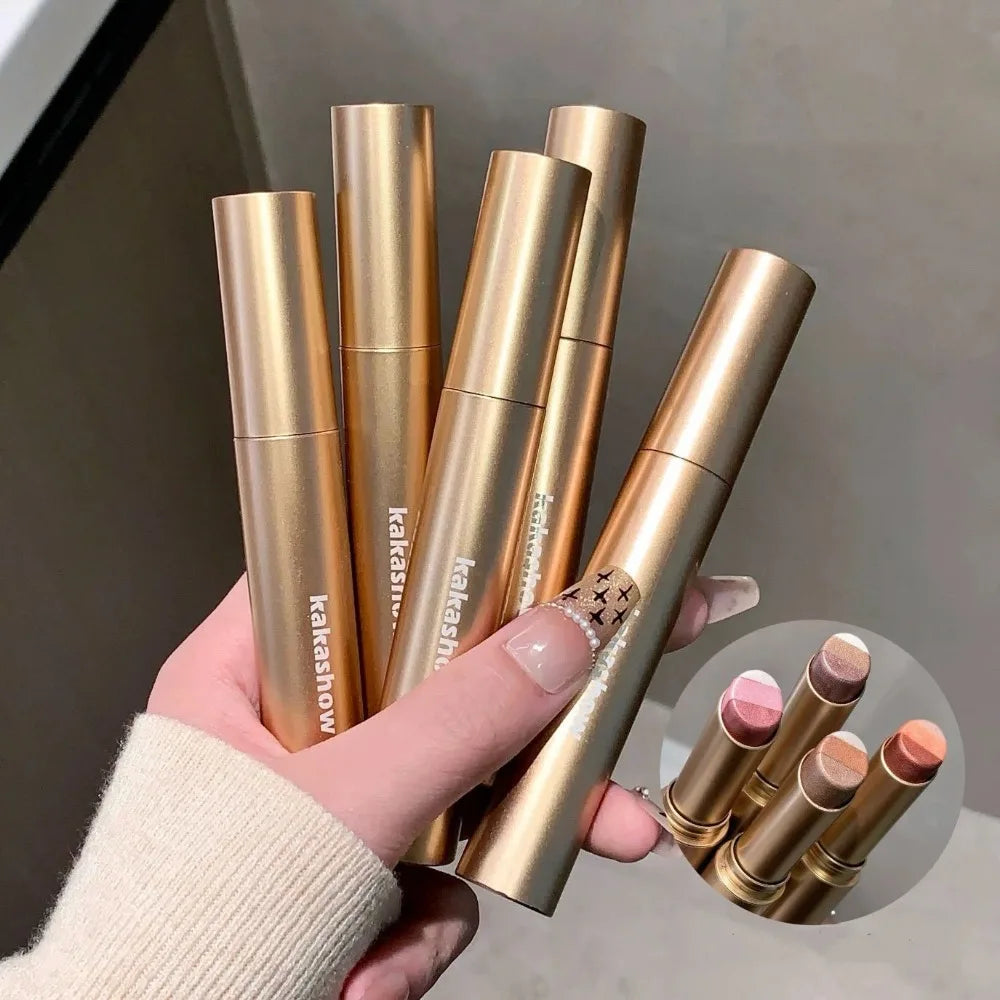 3 Colors Gradient Eyeshadow Stick Sparkling Pearl Cream Stick Long Lasting Eye Makeup Lazy Easy Blend for Daily Eye Shadow