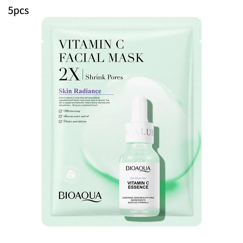 20pcs/5pcs Centella Collagen Face Mask VC Moisturizing Refreshing Sheet Masks Hyaluronic Acid  Facial Mask Skin Care Products