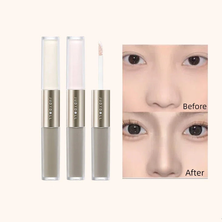 Judydoll Dual Head Liquid Highlighter & Contour Duo Matte Natural Long-lasting Powder-free for Beginner Nose Shaping Pen Makeup