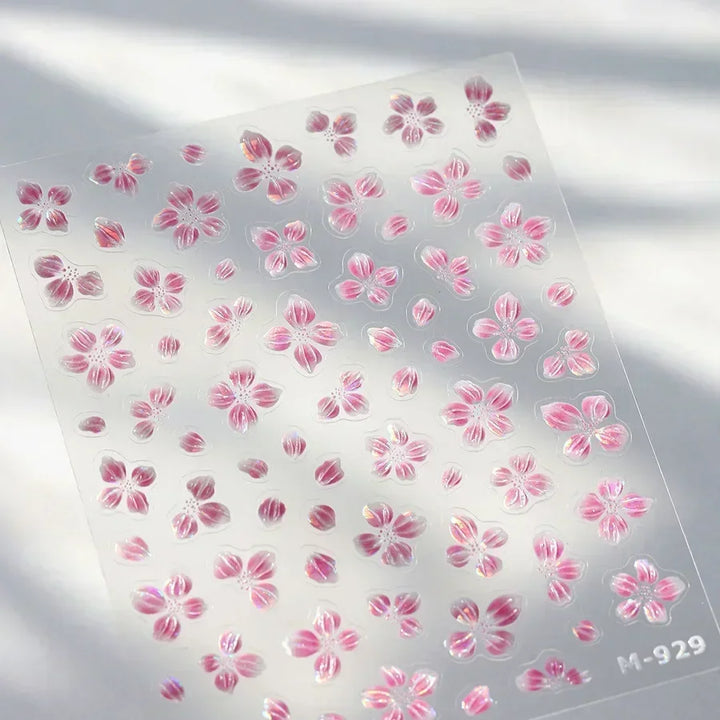 Lace Garden Bowknot Bow Tie Rose Flower Petal Pearl Irregular Border Self Adhesive 5D Nail Art Decoration Sticker Manicure Decal