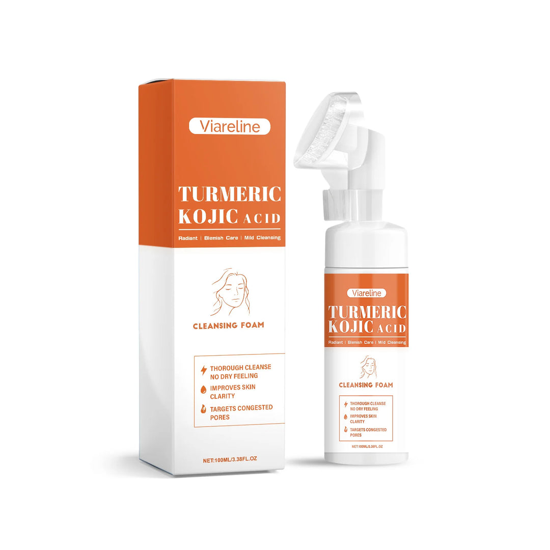 Turmeric Face Cleanser Deep Cleansing Shrink Pores Oil Control Acne Blackhead Remover Hydrating Smooth Brightening Foam Cleanser