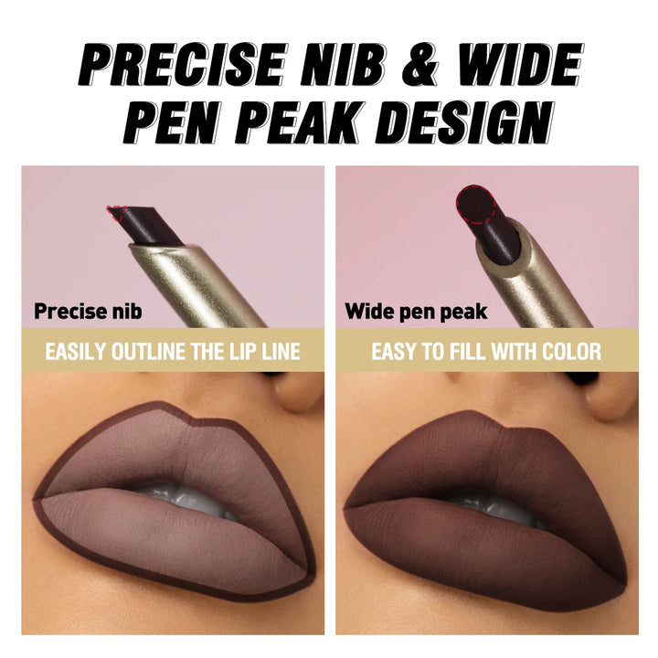 Matte 6-colors Lip Liner Pencil Bevel Design Nib Lip Contour Lipstick Nude Brown Lipstick Pencil Natural Lasting Lipliner Makeup