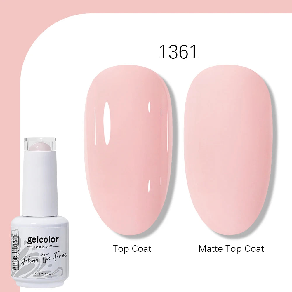 Arte Clavo Solid Color Gel Nail Polish 15ml Soak Off UV LED Gel Semi-Permanent Glitter Polish For Manicure Nail Art Salon Gel