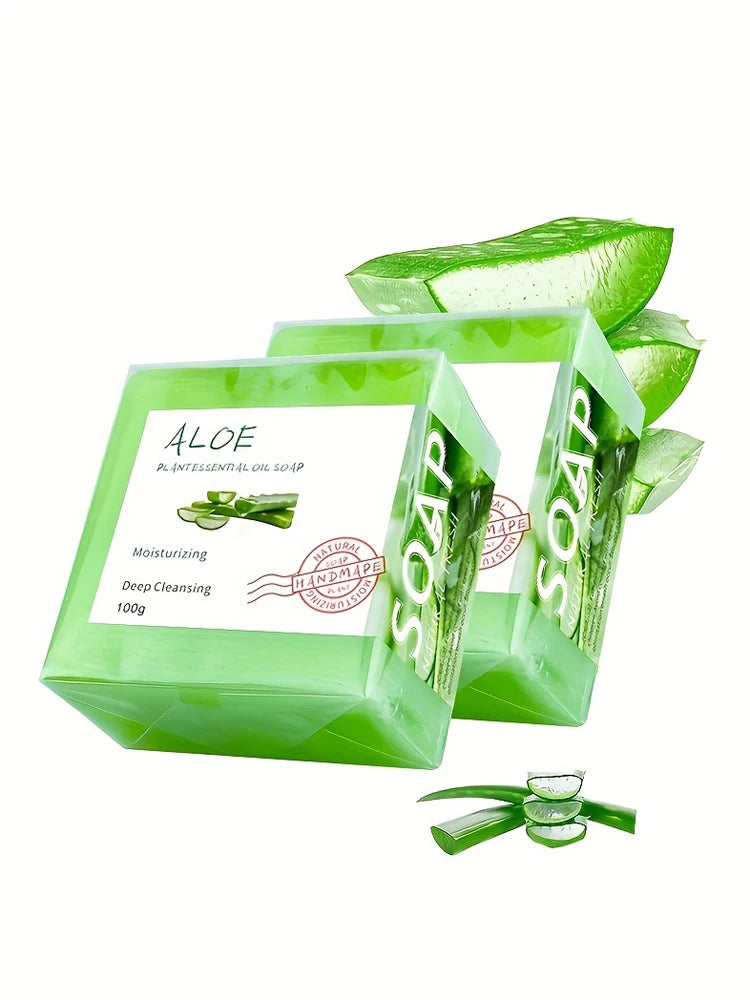 All-Natural Aloe Vera Handmade Soap with Essential Oils - 100g x 2, Unisex, Travel-Friendly