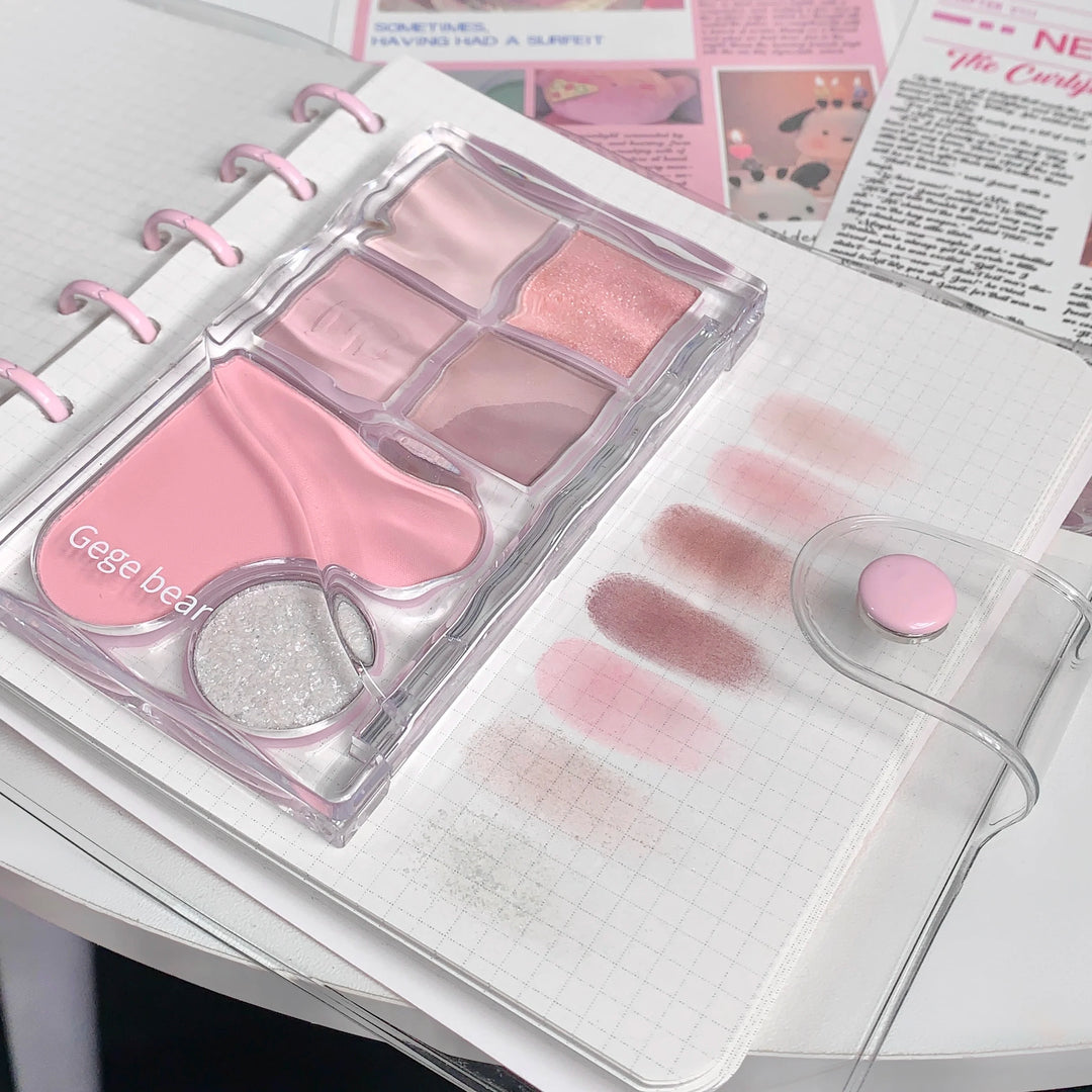 Six-Color Eyeshadow Light Shadow Integrated Eyeshadow Palette, Matte Pearlescent Pink, Long-Lasting Makeup, Pure Desire
