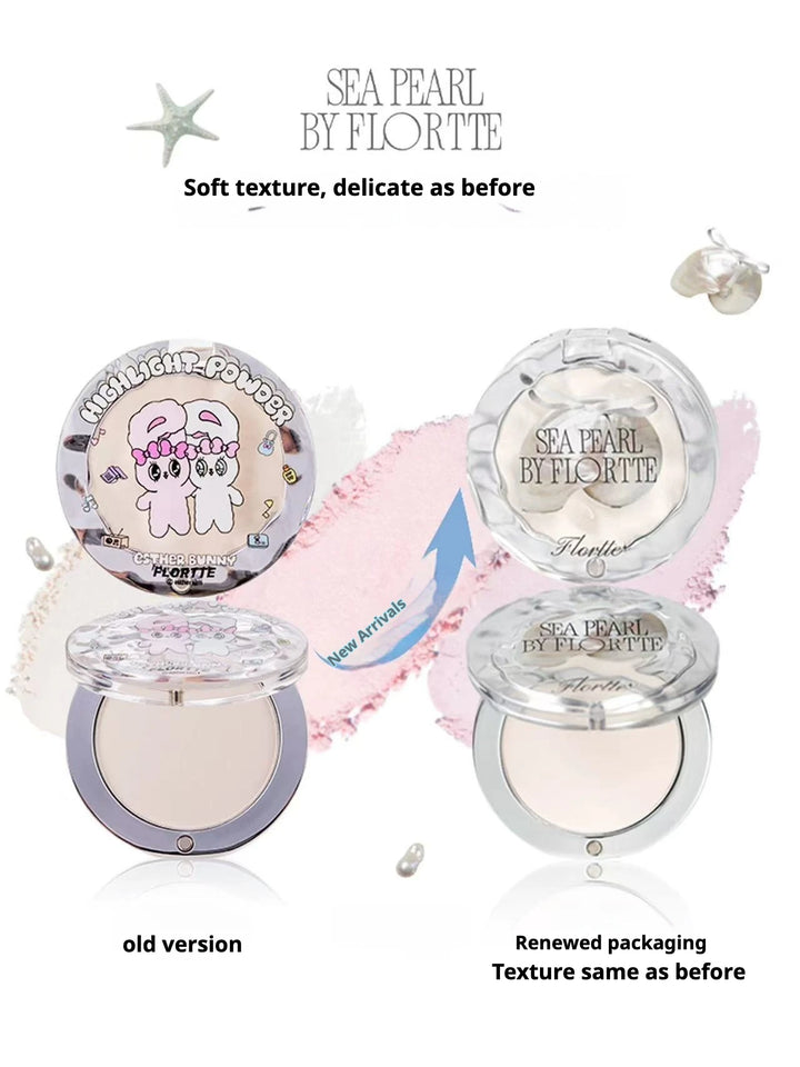 FLORTTE BUNNY Single Highlight Powder Facial Highgloss Natural Brightening  Blush Cream Brightening Liftup Face 3D Stereoscopic