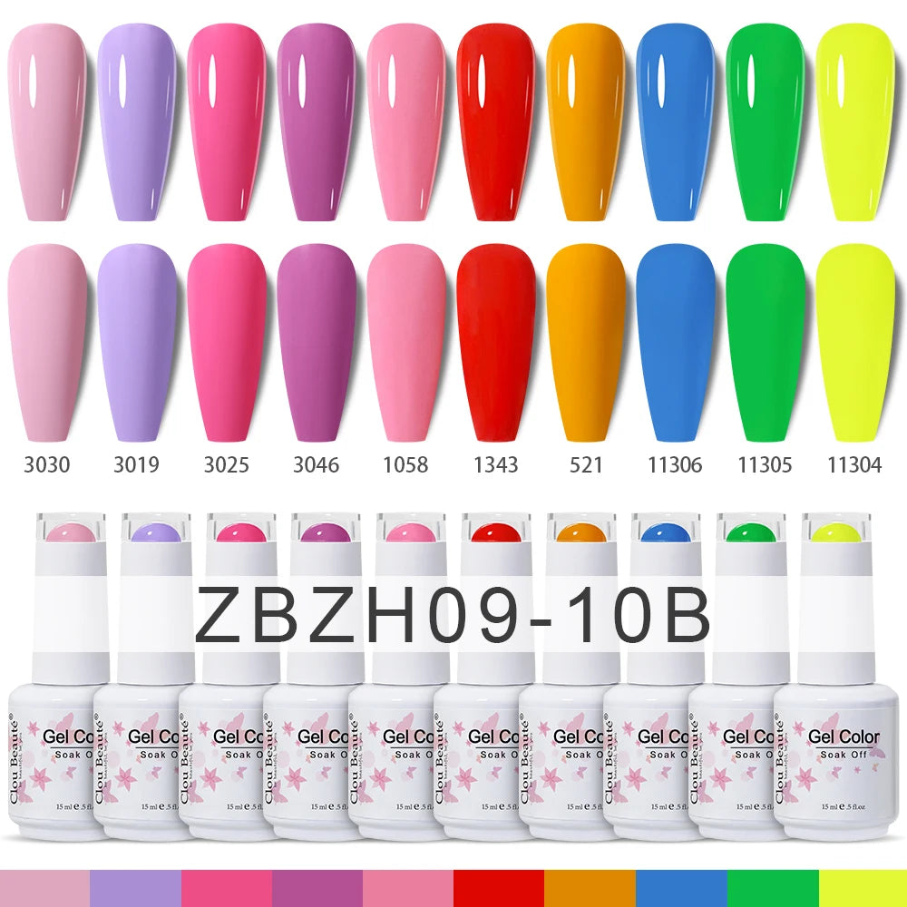 Clou Beaute 10/12/20/24pcs Gel Nail Polish Set Color 15ml White Glass Bottle Nail Art Kit Semi Permanent Gellack Nail Varnish