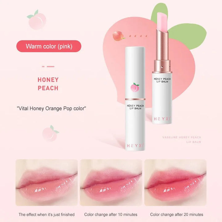 Honey Peach Lip Balm Color Change Lipstick Lips Plumper Moisturizing Hydrating Nourishing Lips Skin Care